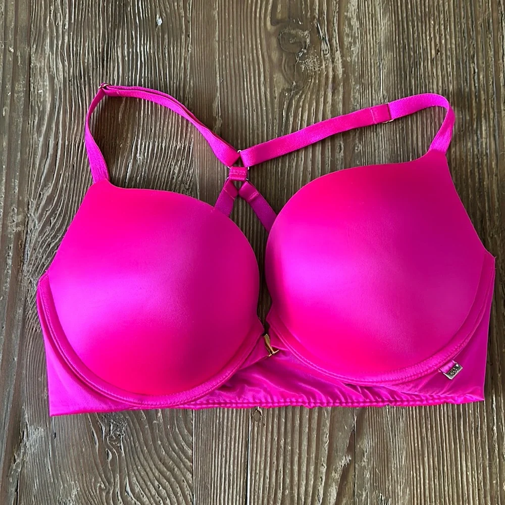 Victoria’s Secret 34D hot pink push-up bra front closure